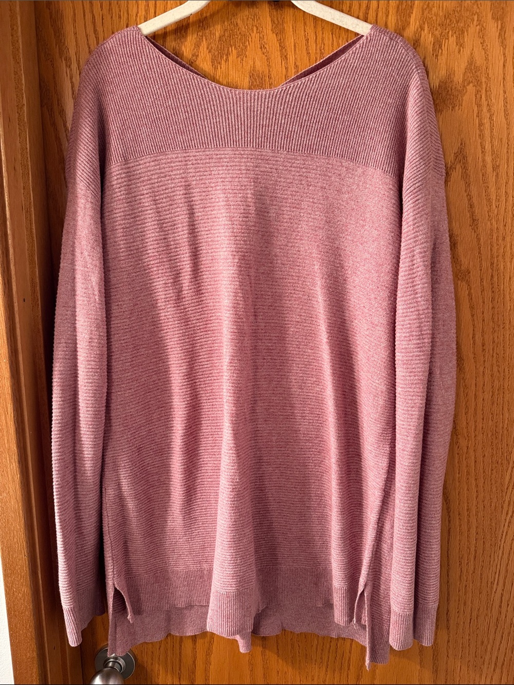 Elle Dusty Mauve Ribbed Boatneck Comfy Sweater